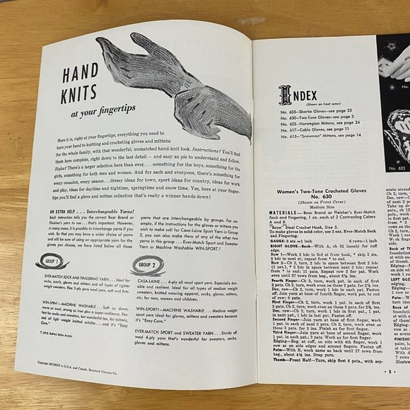Vintage 1953 Patterns Gloves and Mittens Bernhard Ulmann Knit Crochet - Picture 3 of 6